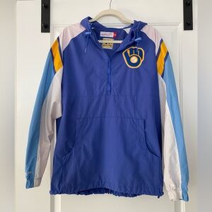 Mitchell & Ness Mens Milwaukee Brewers hooded jacket